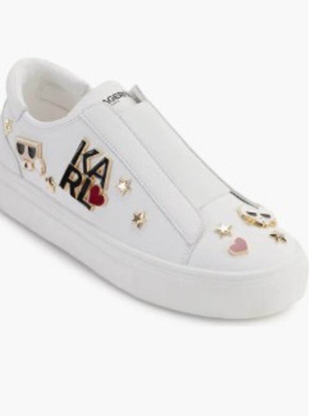Karl Lagerfeld Women's Caitie Slip-On Sneaker white leather size 6 M